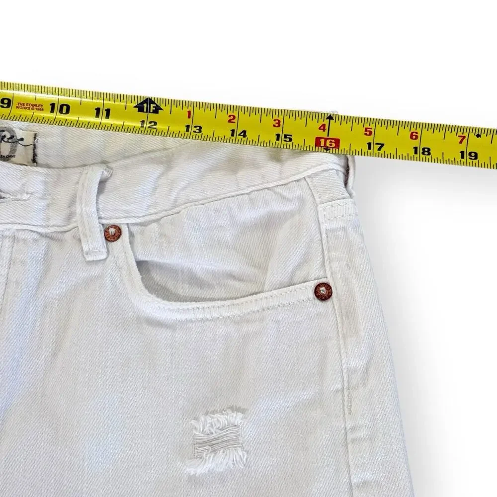 We The Free People Womens 30 White Cutoff Shorts Button Fly Denim Boho Festival